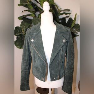 SL8 Olive Moss Green 100% Suede Leather Moto Biker Jacket